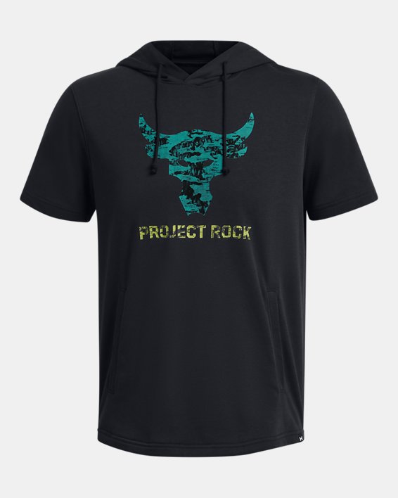 Men's Project Rock Terry Payoff Short Sleeve Hoodie in Black image number 2
